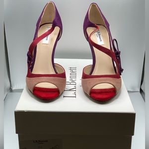 Raisin/Red Suede LK Bennett Lucile Heels 37.5, New